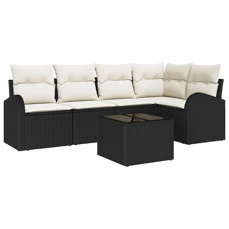 Ensemble de Canapés avec coussin Noir Polyester - 2