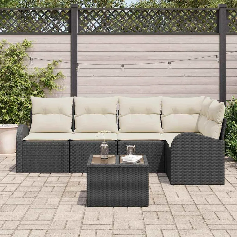 Ensemble de Canapés avec coussin Noir Polyester - 3