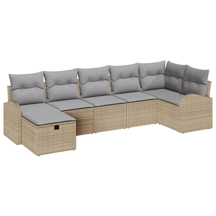Ensemble de Canapés avec coussin Beige et Gris clair polyrotin - 2