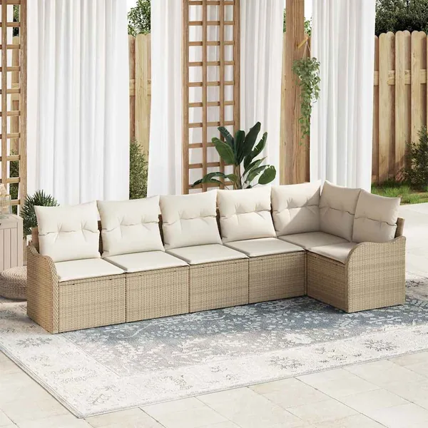 Ensemble de canapé de jardin Beige polyrotin