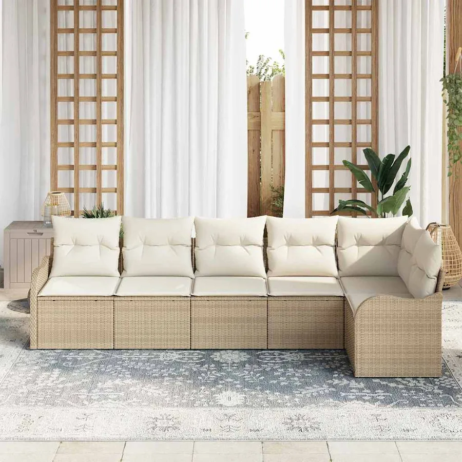 Ensemble de canapé de jardin Beige polyrotin - 3