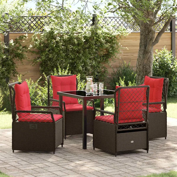 Ensemble de salle à manger pour jardin 5 pcs Marron polyrotin