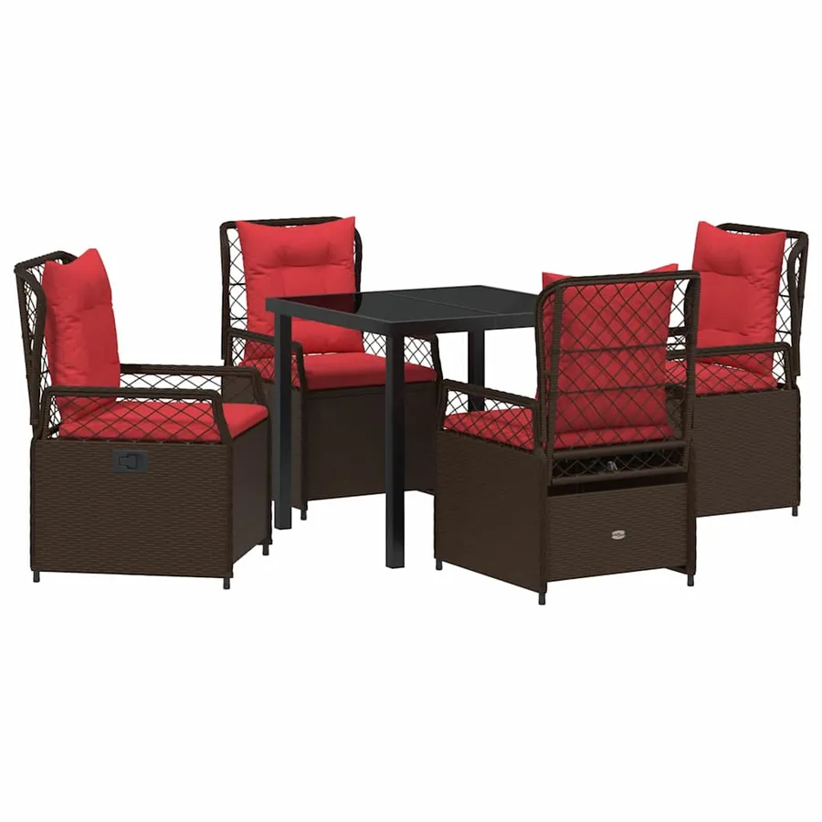 Ensemble de salle à manger pour jardin 5 pcs Marron polyrotin - 2