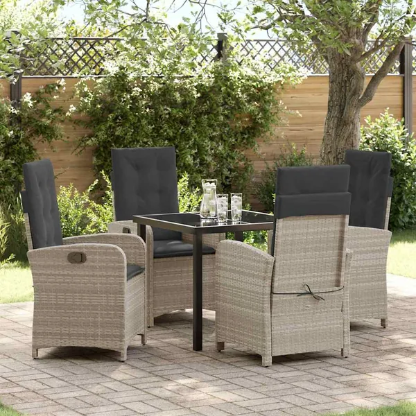 Ensemble de salle à manger pour jardin 5 pcs Gris clair