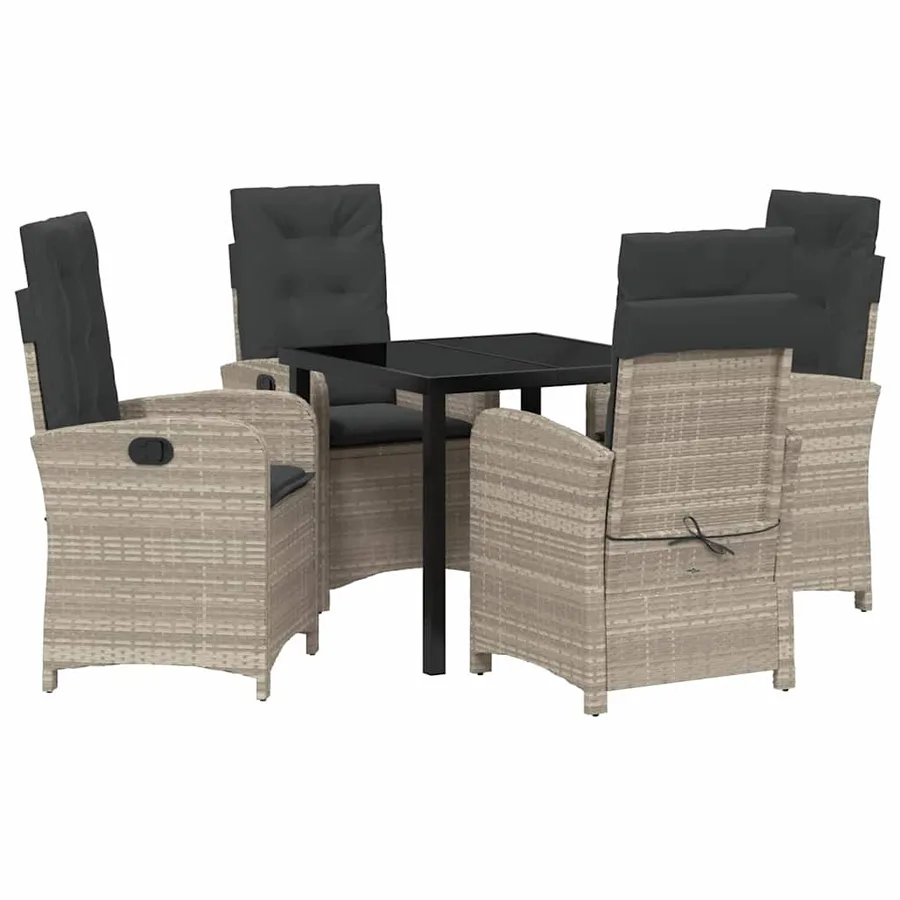 Ensemble de salle à manger pour jardin 5 pcs Gris clair - 2