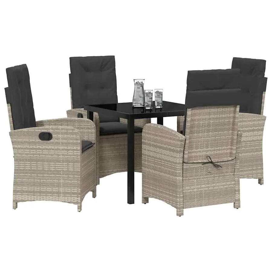 Ensemble de salle à manger pour jardin 5 pcs Gris clair - 3