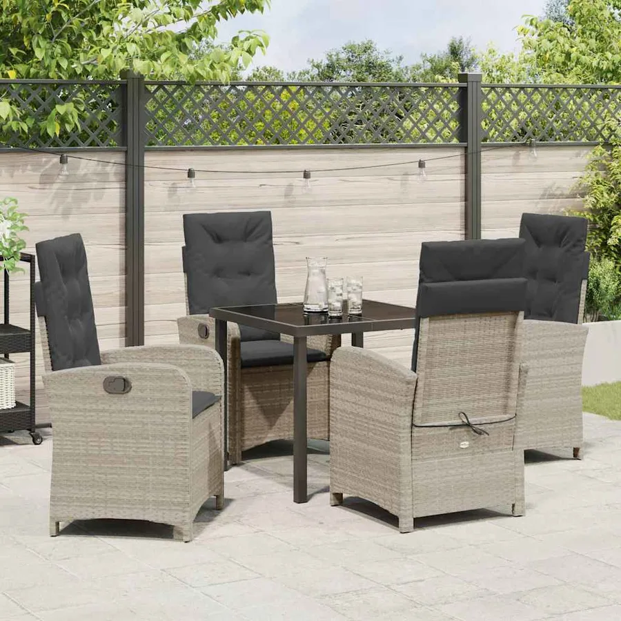 Ensemble de salle à manger pour jardin 5 pcs Gris clair - 4
