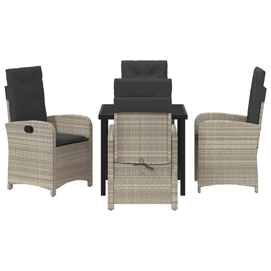 Ensemble de salle à manger pour jardin 5 pcs Gris clair - 7