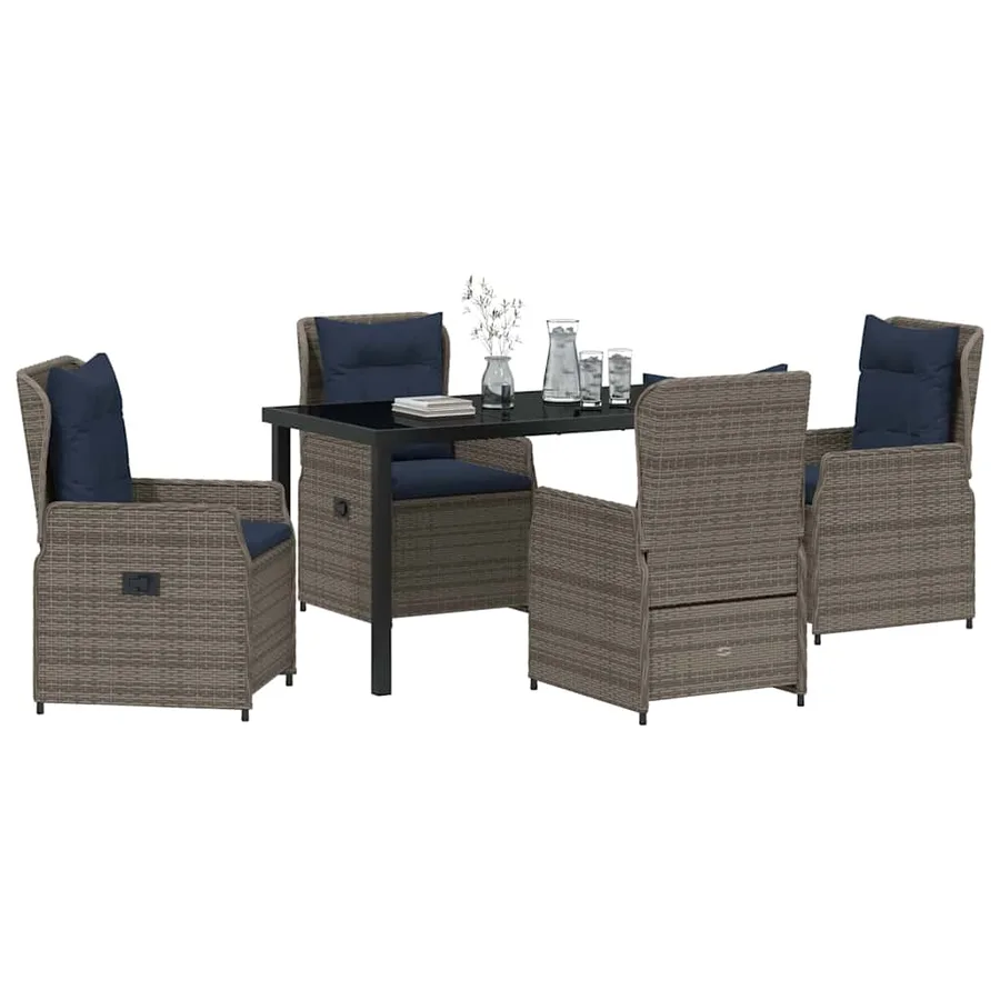 Ensemble de salle à manger pour jardin 5 pcs Gris Poly rotin - 3