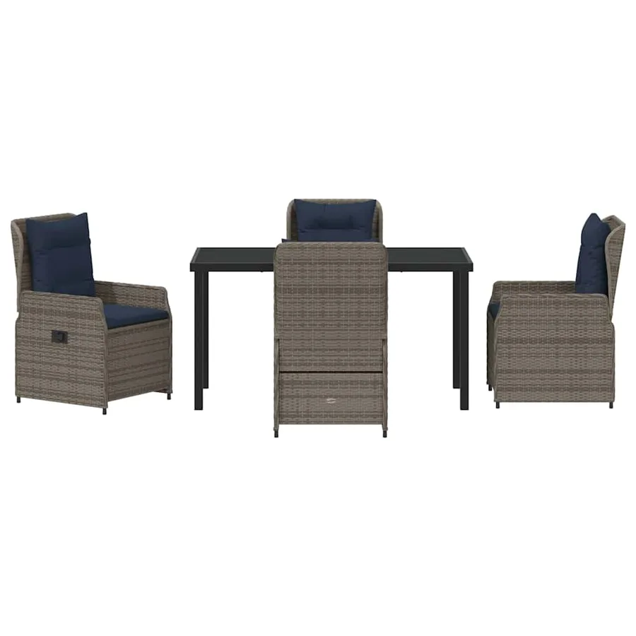 Ensemble de salle à manger pour jardin 5 pcs Gris Poly rotin - 7