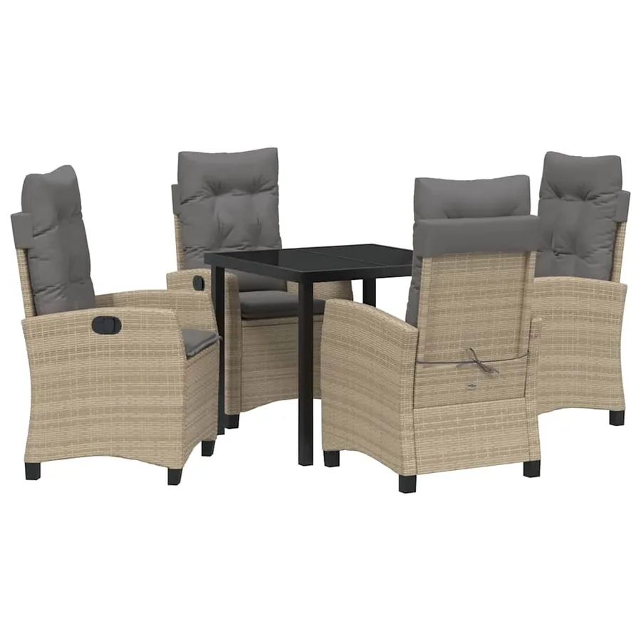 Ensemble de salle à manger pour jardin 5 pcs Beige polyrotin - 2