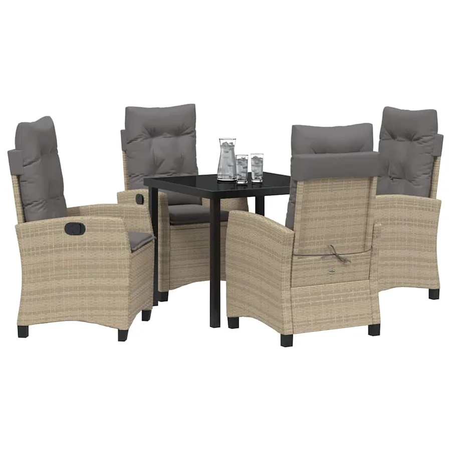 Ensemble de salle à manger pour jardin 5 pcs Beige polyrotin - 3