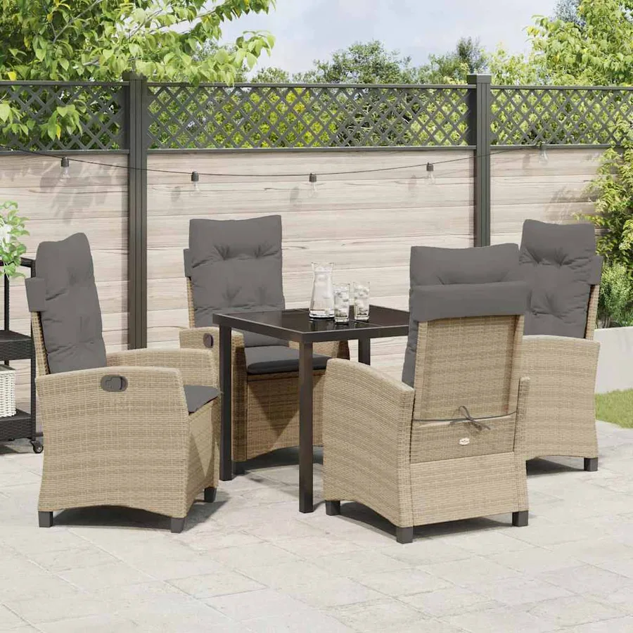 Ensemble de salle à manger pour jardin 5 pcs Beige polyrotin - 4