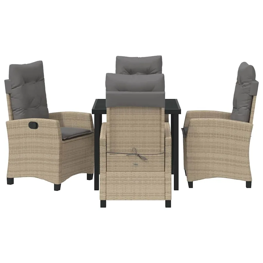 Ensemble de salle à manger pour jardin 5 pcs Beige polyrotin - 7