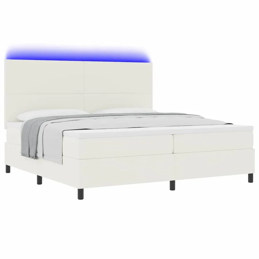 Lit à ressort LED avec tête de lit Crème et Blanc 200 x 200 cm - 3