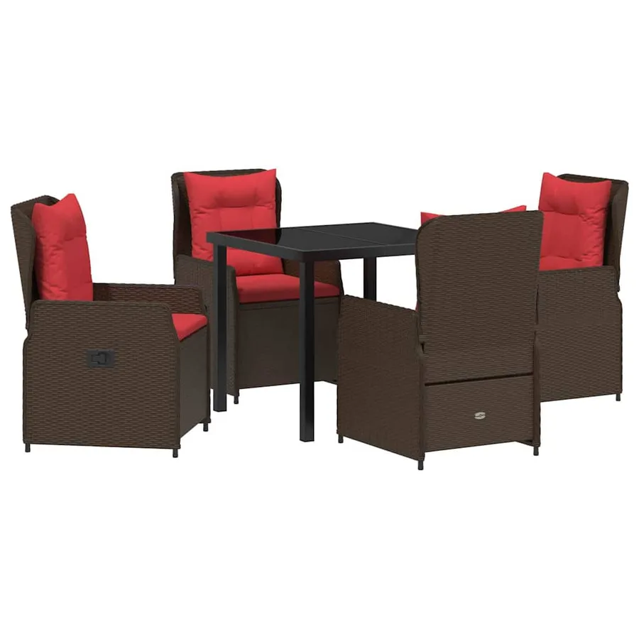 Ensemble de salle à manger pour jardin 5 pcs Marron Poly rotin - 2