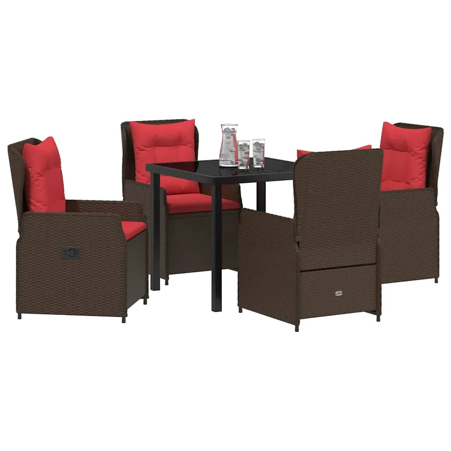 Ensemble de salle à manger pour jardin 5 pcs Marron Poly rotin - 3