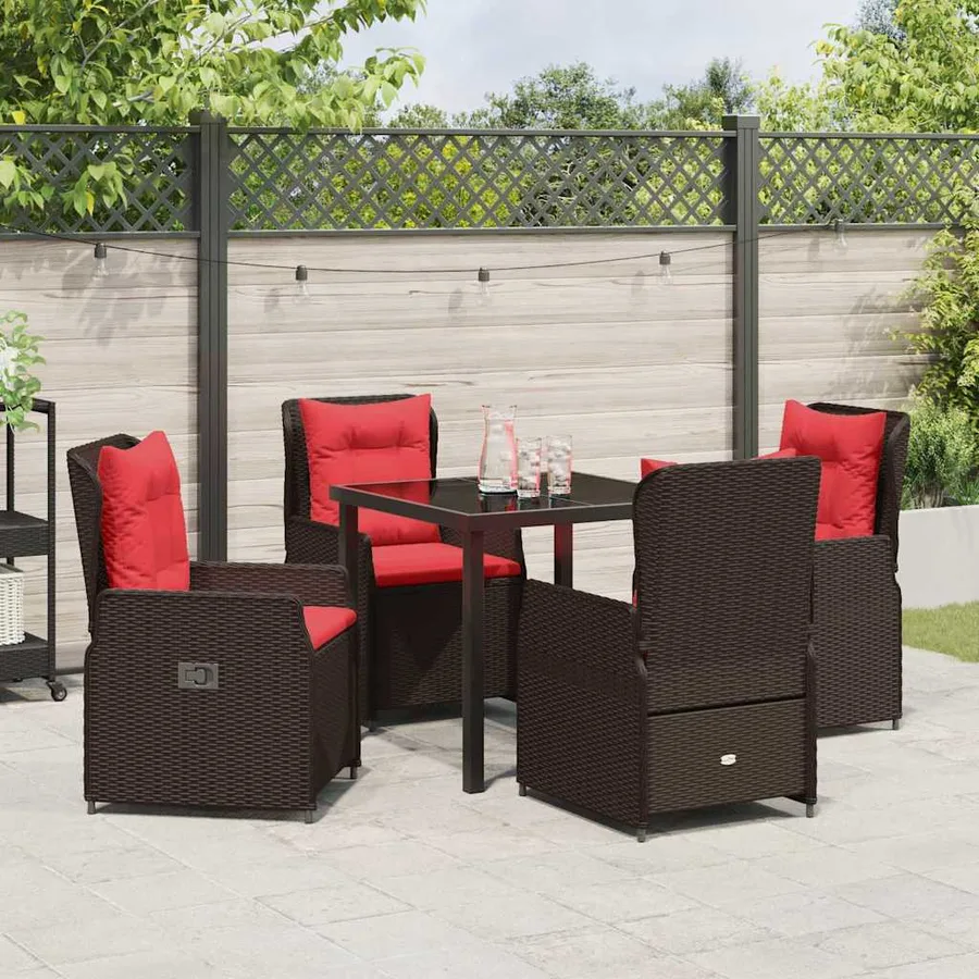 Ensemble de salle à manger pour jardin 5 pcs Marron Poly rotin - 4