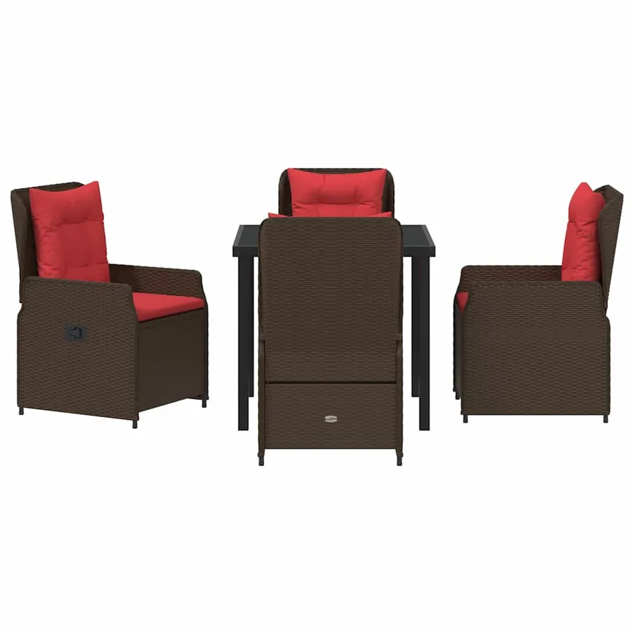 Ensemble de salle à manger pour jardin 5 pcs Marron Poly rotin - 7