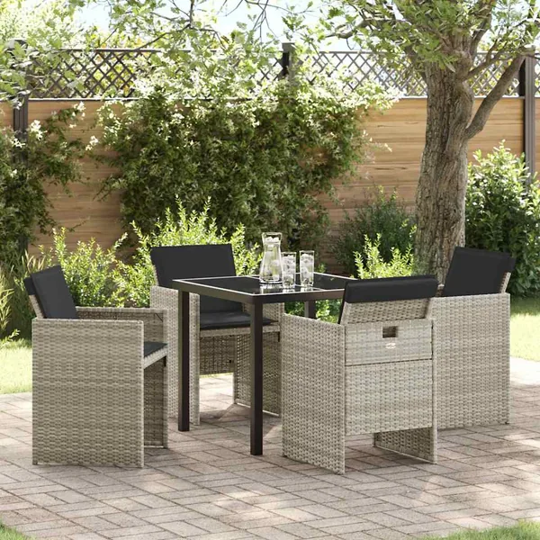 Ensemble de salle à manger pour jardin 5 pcs Gris clair