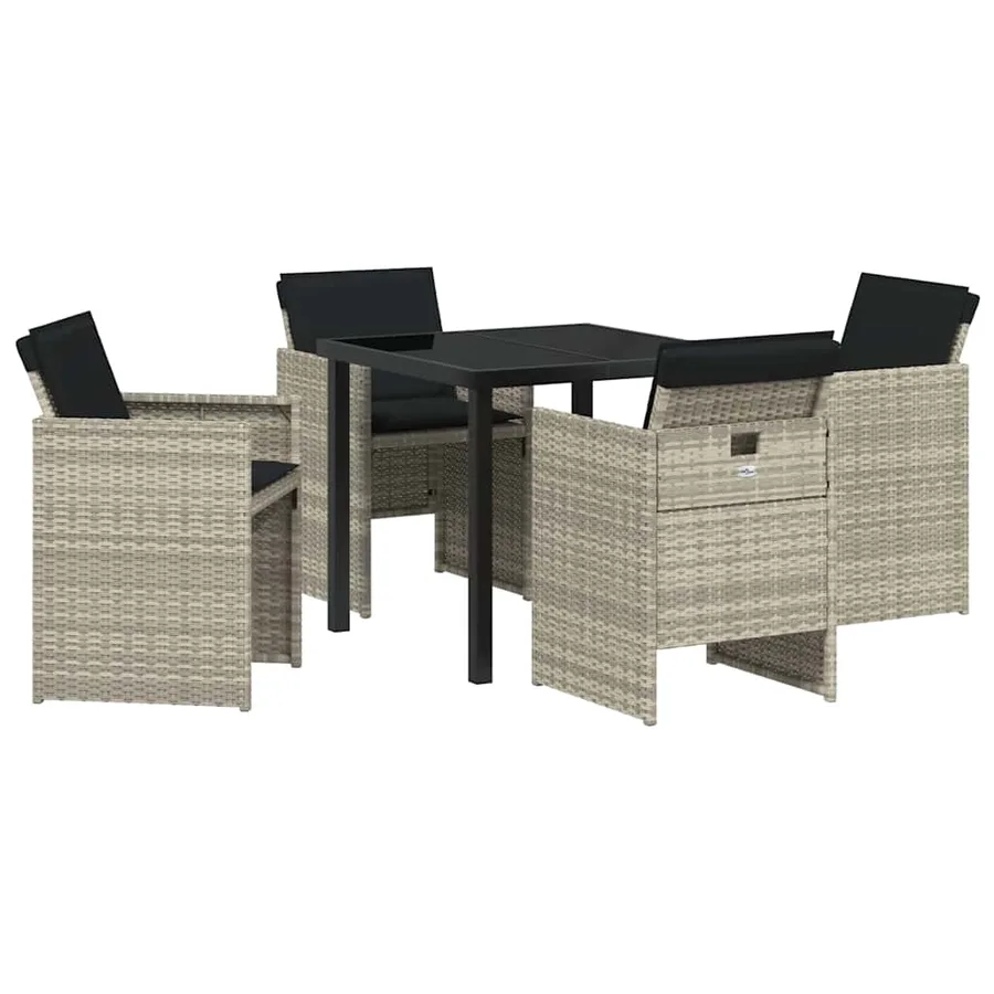 Ensemble de salle à manger pour jardin 5 pcs Gris clair - 2
