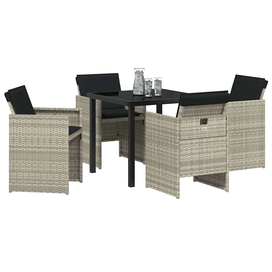 Ensemble de salle à manger pour jardin 5 pcs Gris clair - 3