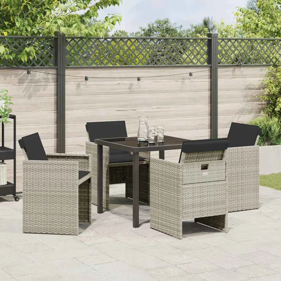 Ensemble de salle à manger pour jardin 5 pcs Gris clair - 4