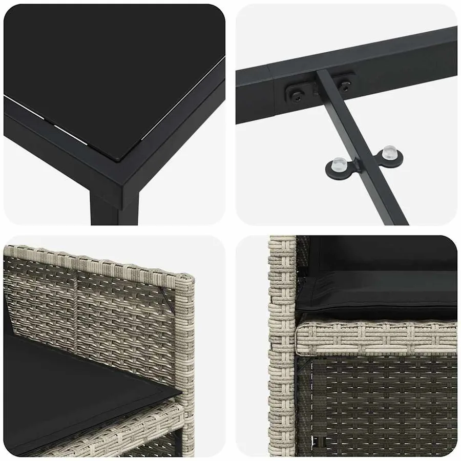 Ensemble de salle à manger pour jardin 5 pcs Gris clair - 9