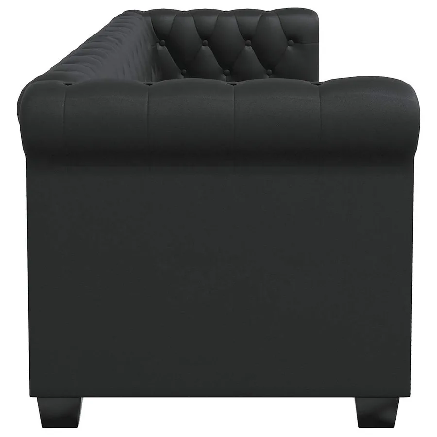 Canapé Chesterfield à 3 places cuir synthétique noir - 4