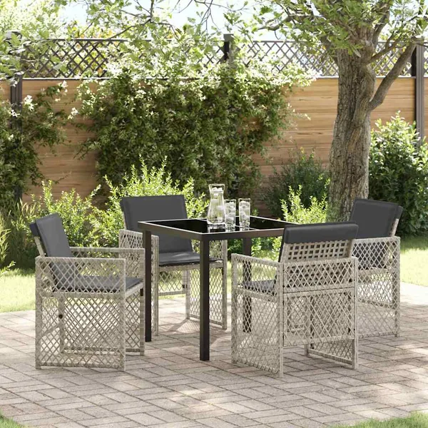 Ensemble de salle à manger pour jardin 5 pcs Gris clair