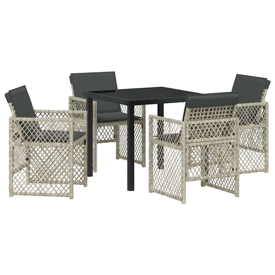 Ensemble de salle à manger pour jardin 5 pcs Gris clair - 2