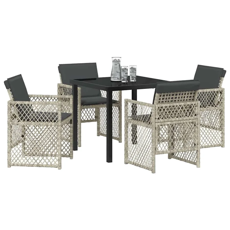 Ensemble de salle à manger pour jardin 5 pcs Gris clair - 3