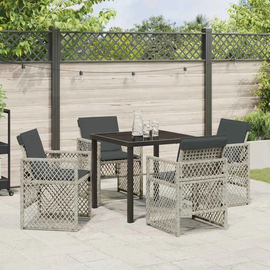 Ensemble de salle à manger pour jardin 5 pcs Gris clair - 4