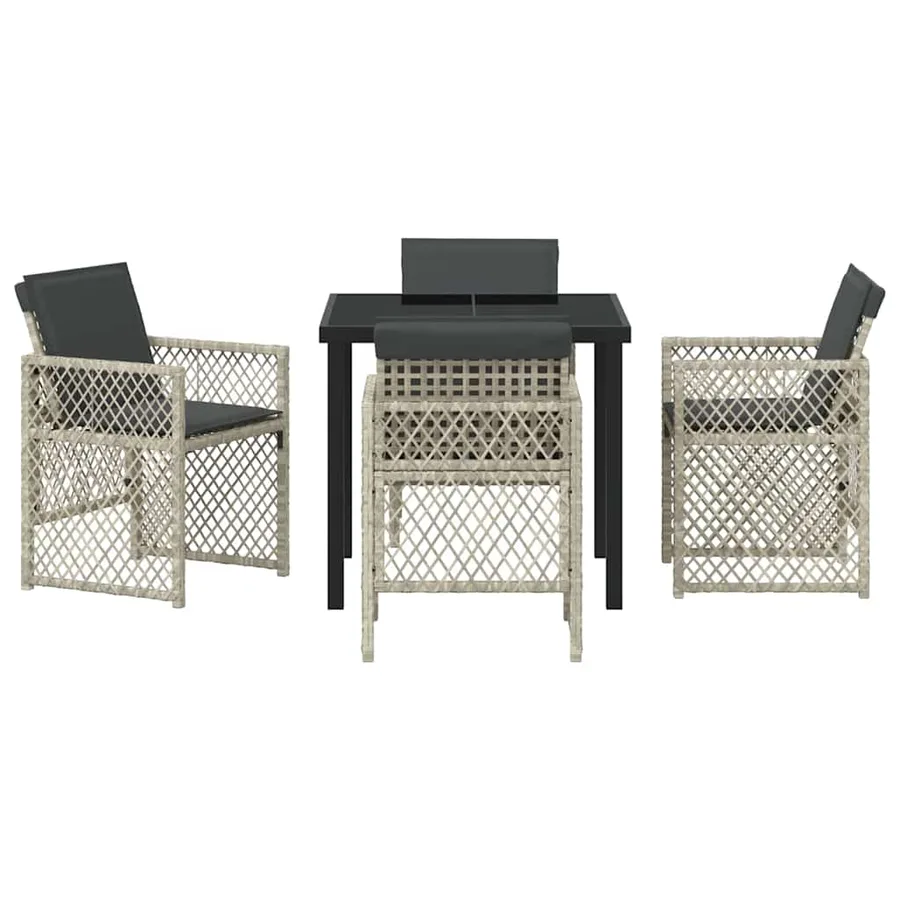 Ensemble de salle à manger pour jardin 5 pcs Gris clair - 7
