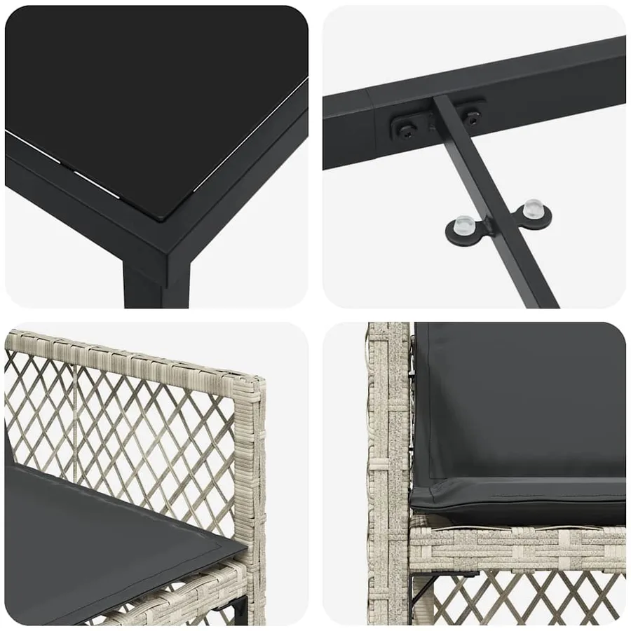 Ensemble de salle à manger pour jardin 5 pcs Gris clair - 9