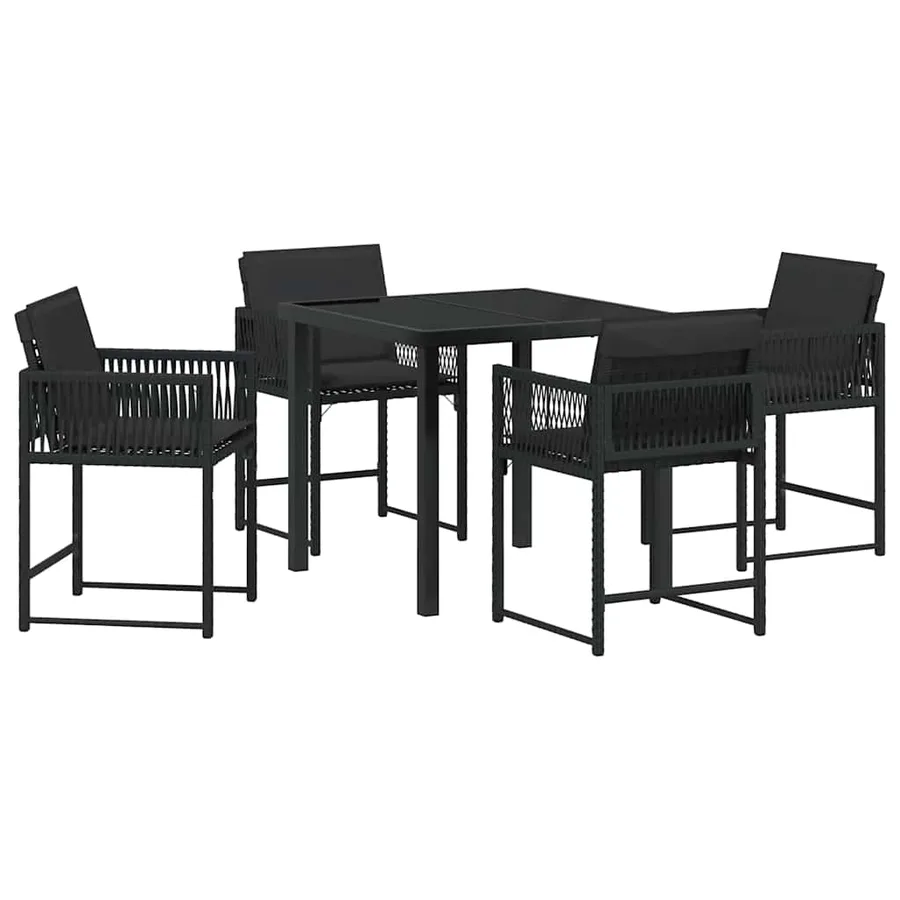 Ensemble de salle à manger pour jardin 5 pcs Noir polyrotin - 2