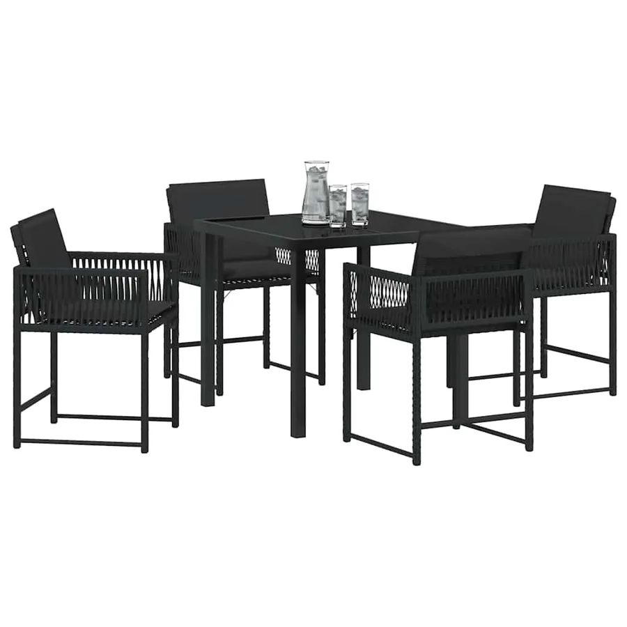 Ensemble de salle à manger pour jardin 5 pcs Noir polyrotin - 3