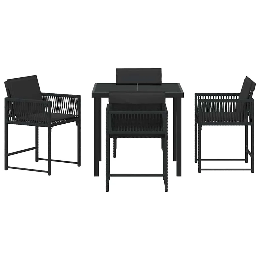Ensemble de salle à manger pour jardin 5 pcs Noir polyrotin - 7