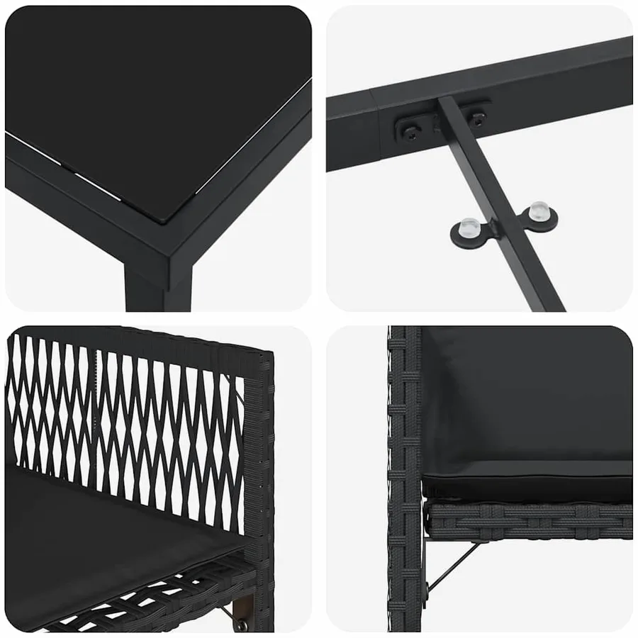 Ensemble de salle à manger pour jardin 5 pcs Noir polyrotin - 9