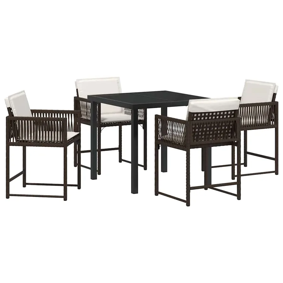 Ensemble de salle à manger pour jardin 5 pcs Marron polyrotin - 2