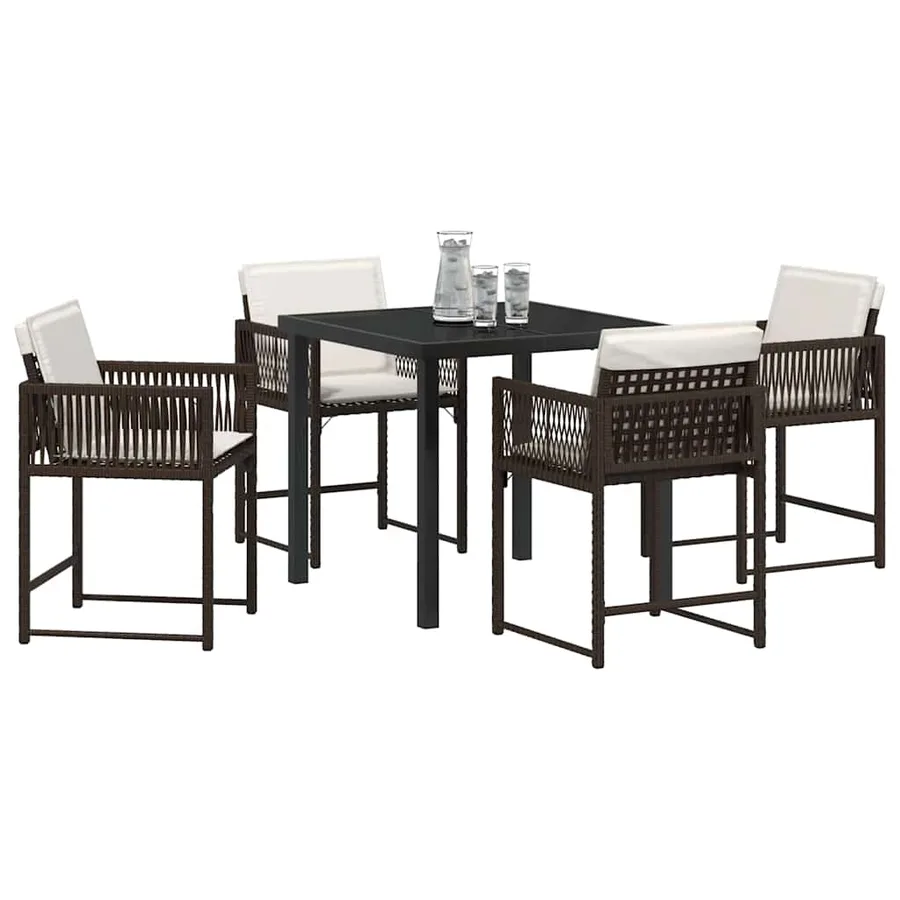Ensemble de salle à manger pour jardin 5 pcs Marron polyrotin - 3