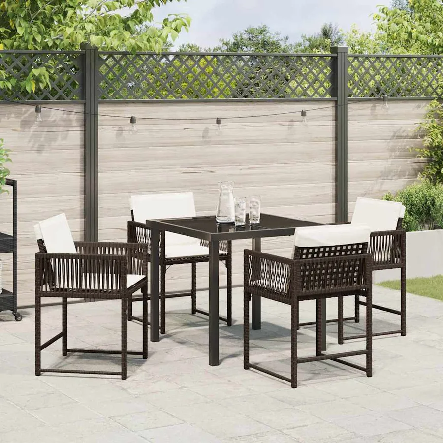 Ensemble de salle à manger pour jardin 5 pcs Marron polyrotin - 4