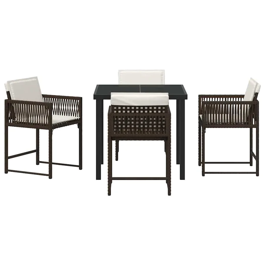 Ensemble de salle à manger pour jardin 5 pcs Marron polyrotin - 7
