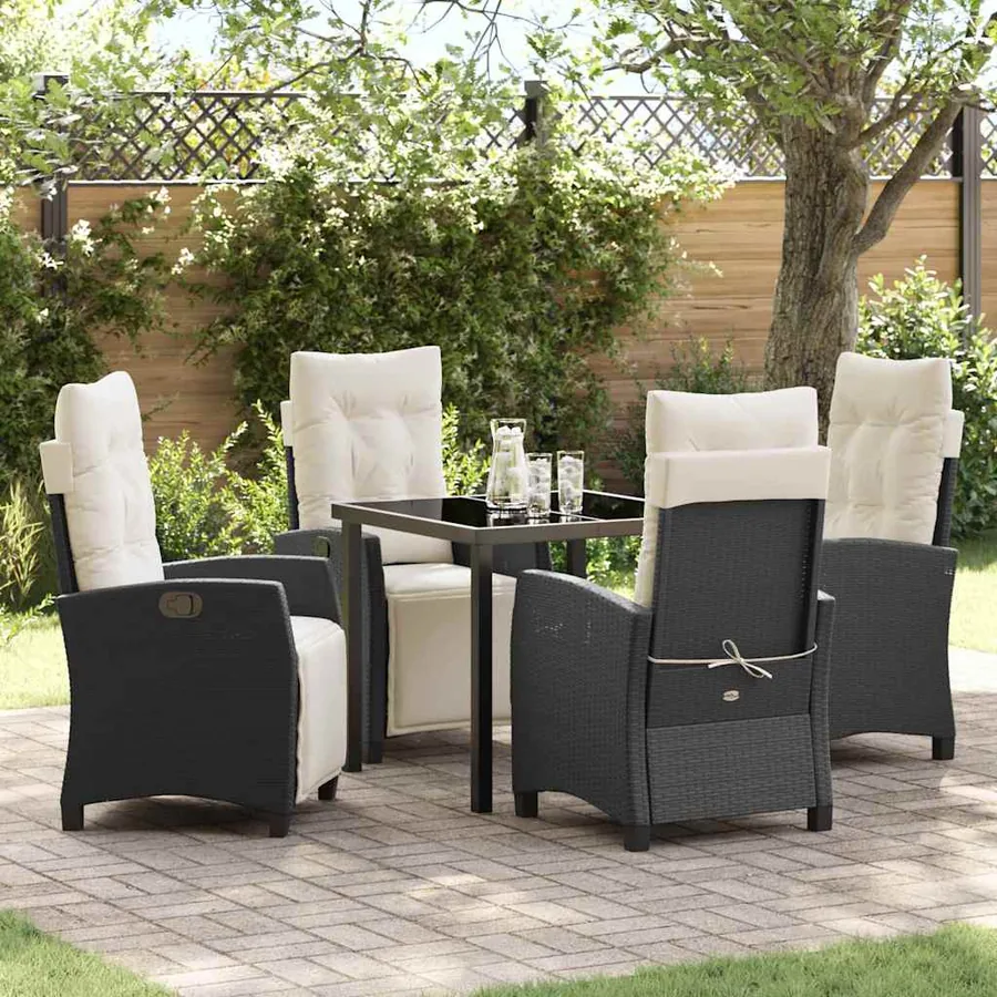 Ensemble de salle à manger pour jardin 5 pcs Noir polyrotin