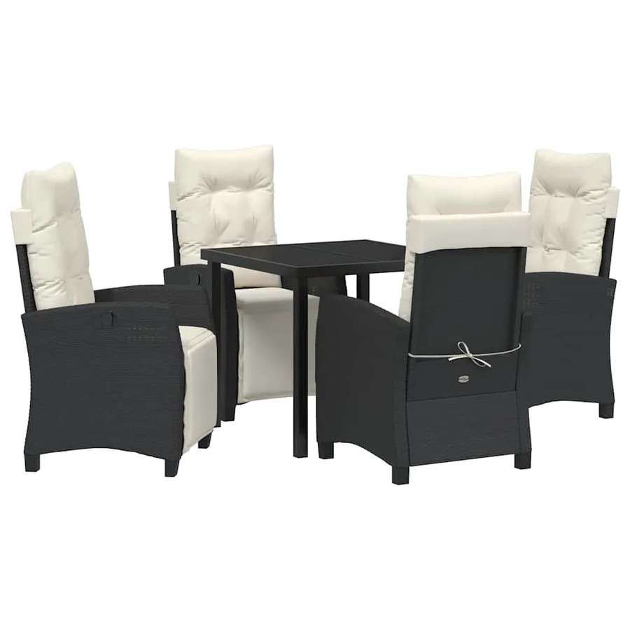 Ensemble de salle à manger pour jardin 5 pcs Noir polyrotin - 2