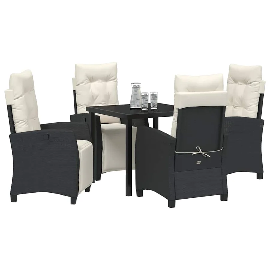 Ensemble de salle à manger pour jardin 5 pcs Noir polyrotin - 3