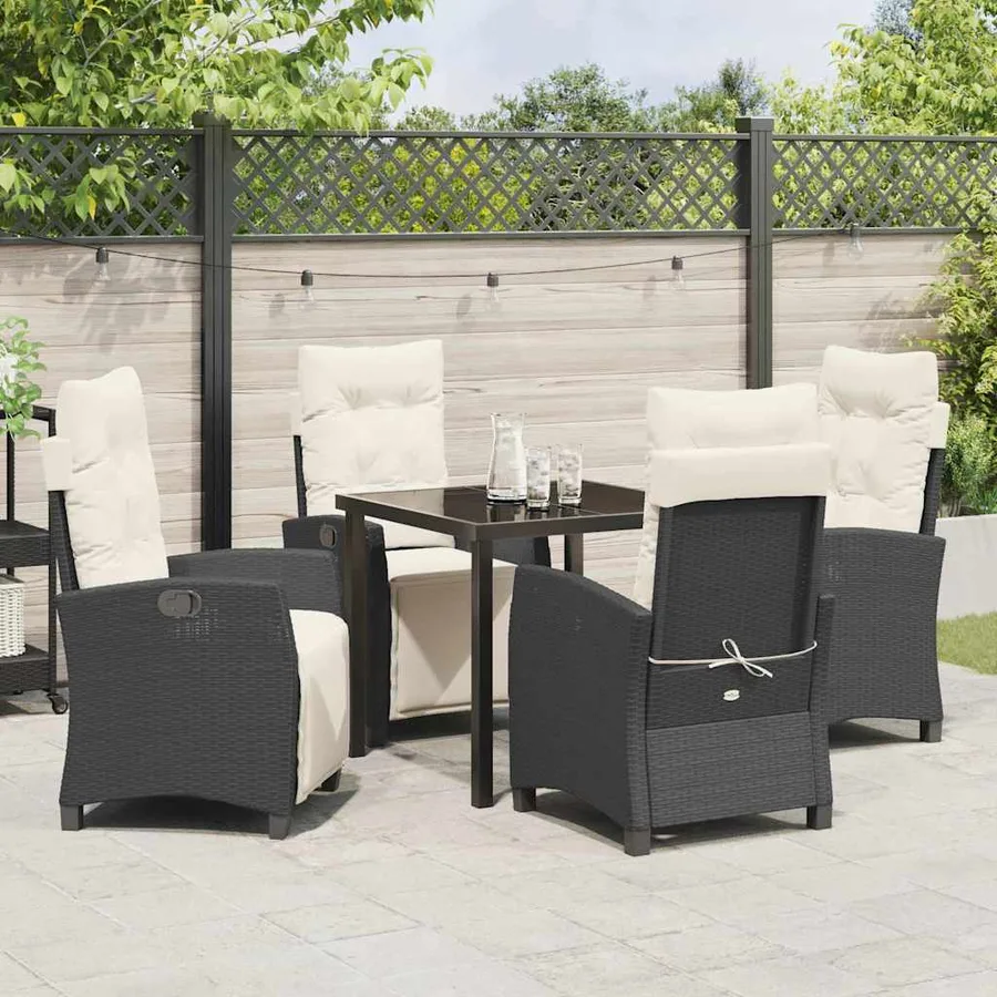 Ensemble de salle à manger pour jardin 5 pcs Noir polyrotin - 4