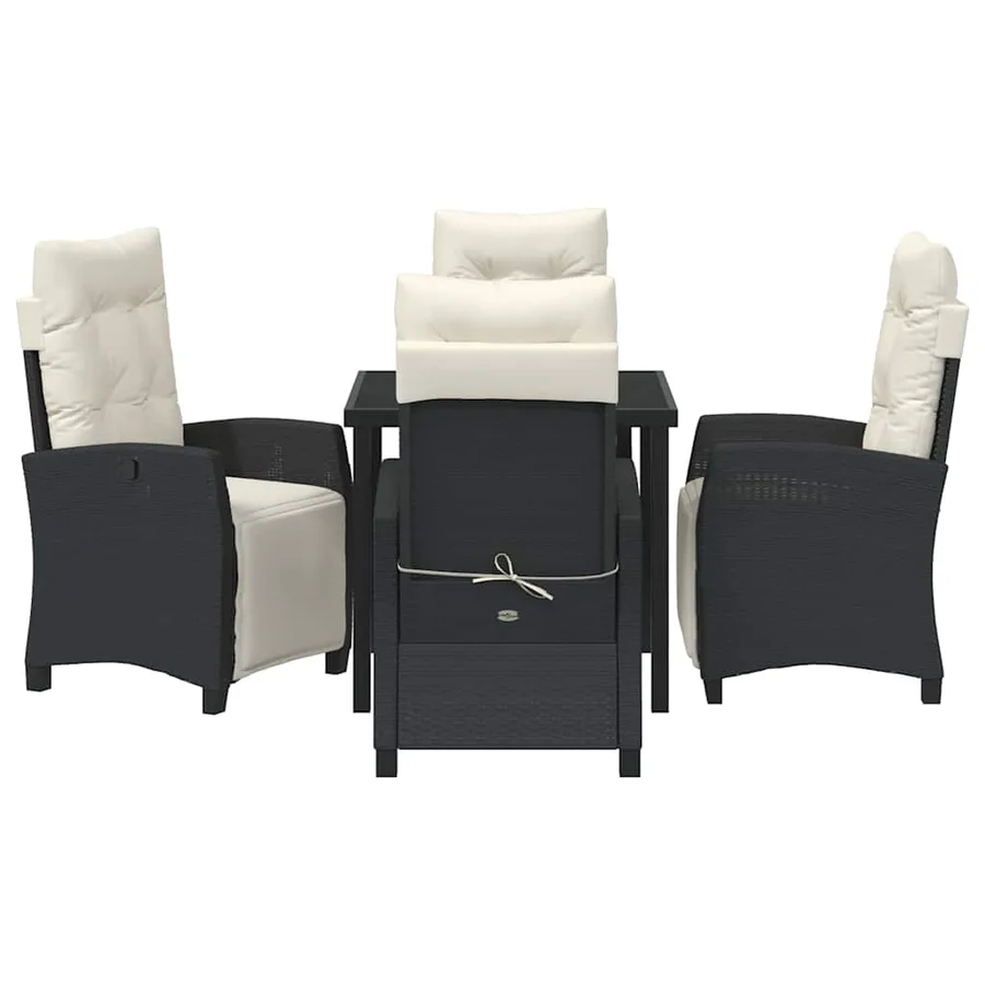 Ensemble de salle à manger pour jardin 5 pcs Noir polyrotin - 7