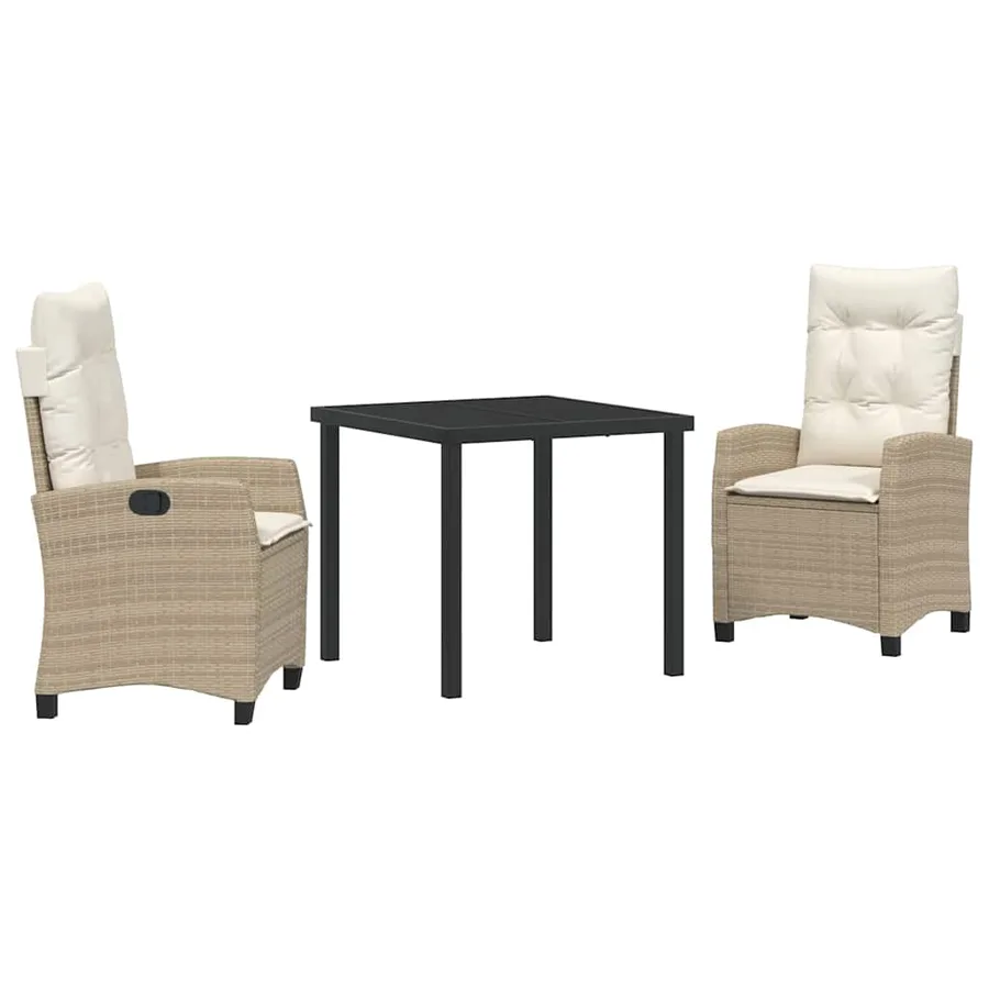 Ensemble de salle à manger pour jardin 3 pcs Beige polyrotin - 2