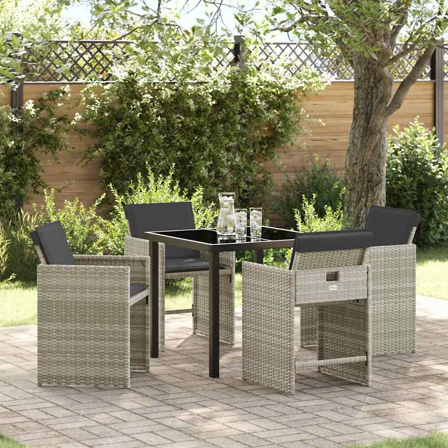 Ensemble de salle à manger pour jardin 5 pcs Gris clair